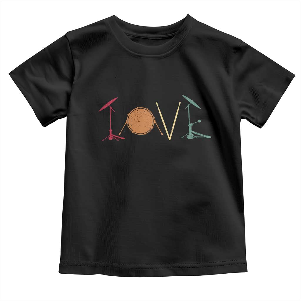 Retro Drummer Toddler T Shirt Drum Love Drums Drumline TS10 Black Print Your Wear