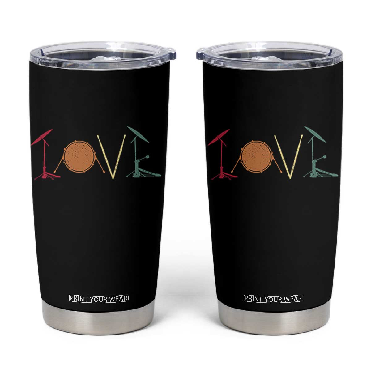Retro Drummer Tumbler Cup Drum Love Drums Drumline TS10 Black Print Your Wear