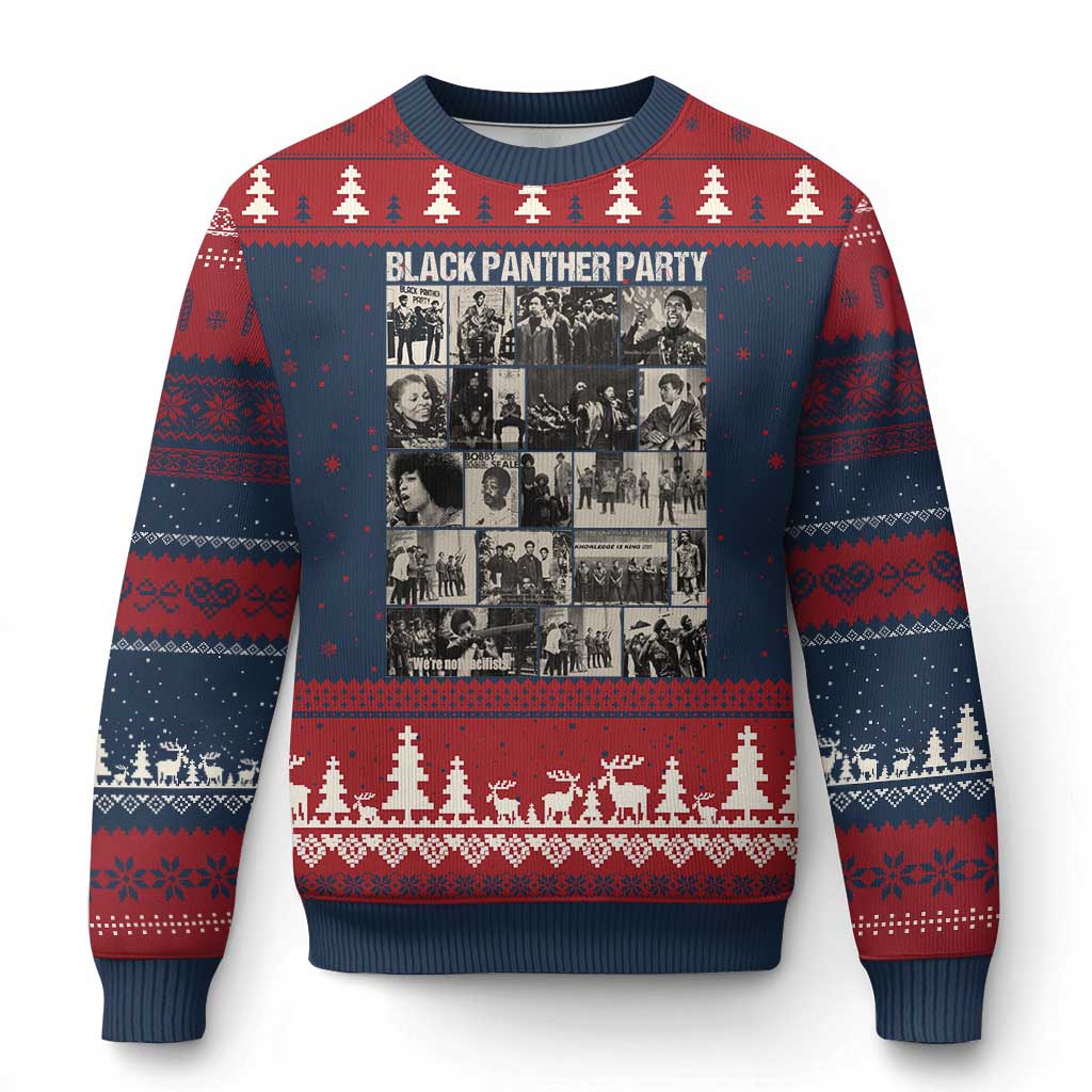 Vintage Black Panther Party Ugly Christmas Sweater Huey P. Newton Bobby Seale Black History Month Juneteenth TS10 Navy Red Print Your Wear