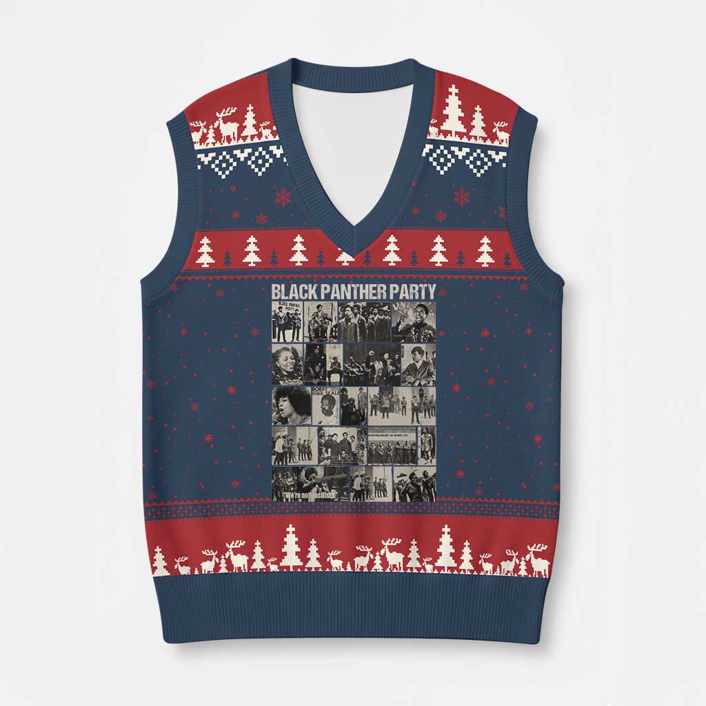 Vintage Black Panther Party V-Neck Knit Sweater Vest Huey P. Newton Bobby Seale Black History Month Juneteenth TS10 Navy Red Print Your Wear