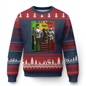 Vintage Black Panther Party Ugly Christmas Sweater Black History Self Defense Huey Newton Bobby Seale TS10 Navy Red Print Your Wear