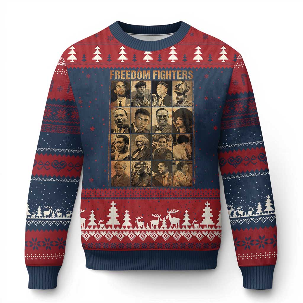 Black Freedom Fighters Ugly Christmas Sweater Huey P. Newton Bobby Seale Black History Month Juneteenth TS10 Navy Red Print Your Wear