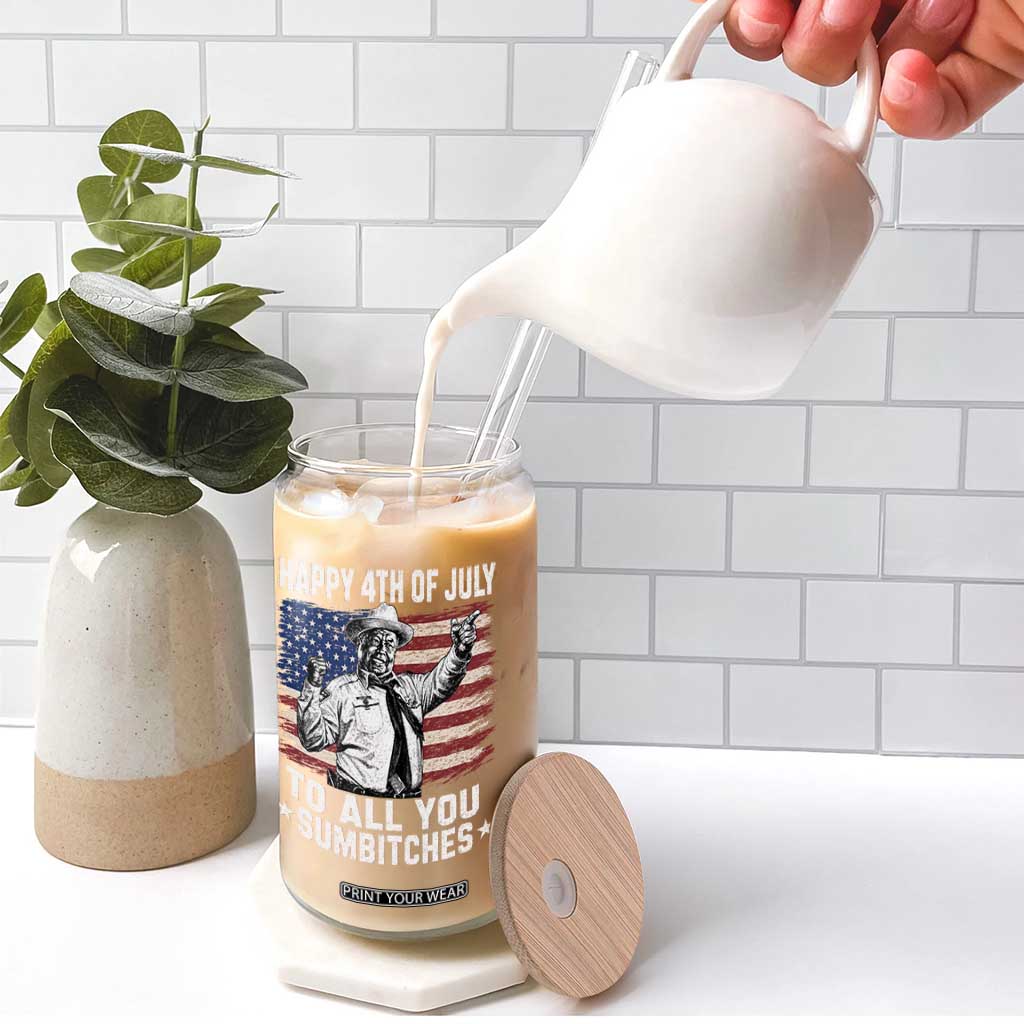 Happy 4th Of July To All You Sumbitches Glass Can Funny Independence Day Meme American Flag TS10 Print Your Wear
