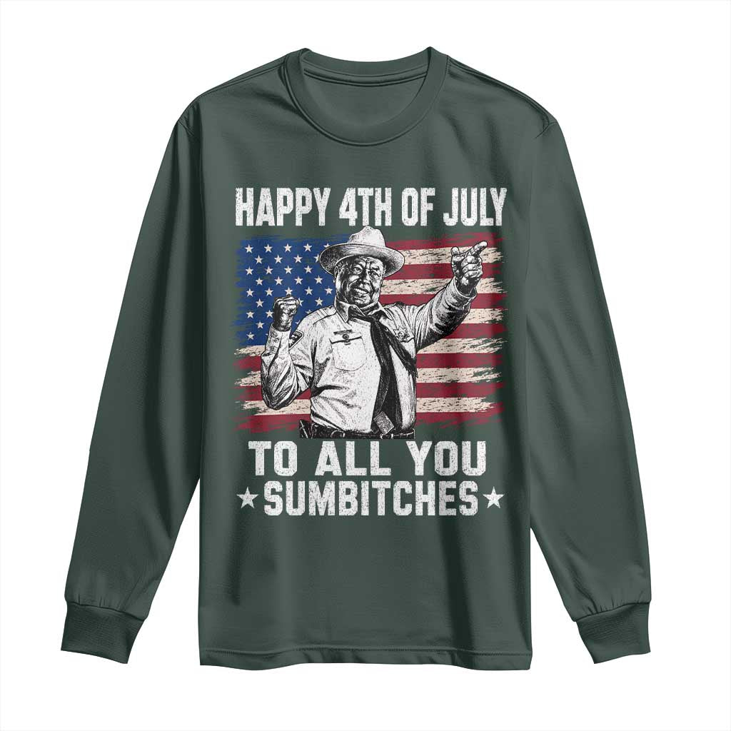 Happy 4th Of July To All You Sumbitches Long Sleeve Shirt Funny Independence Day Meme American Flag