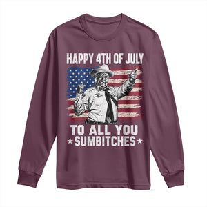 Happy 4th Of July To All You Sumbitches Long Sleeve Shirt Funny Independence Day Meme American Flag