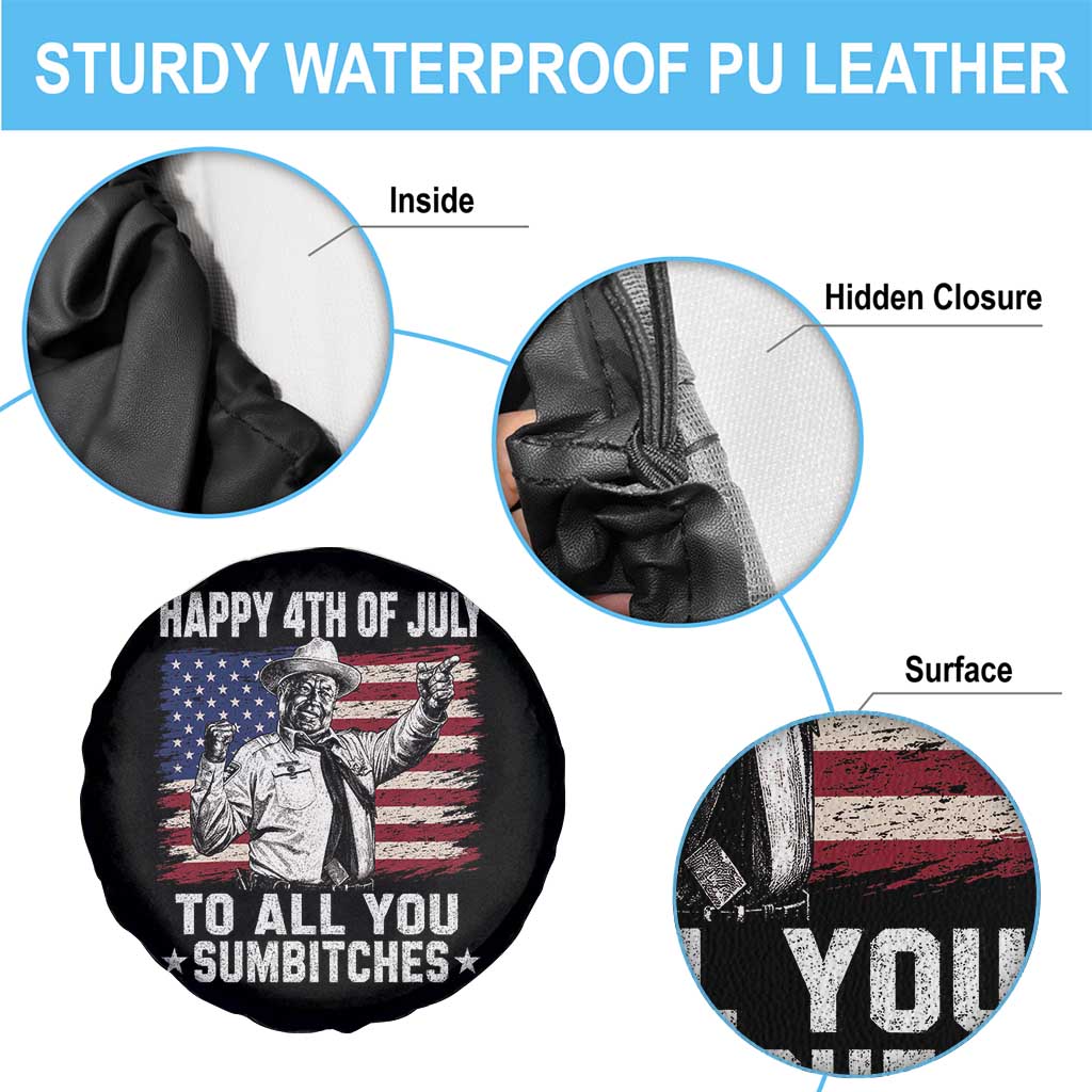 Happy 4th Of July To All You Sumbitches Spare Tire Cover Funny Independence Day Meme American Flag