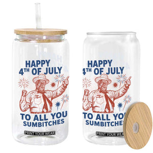 Happy 4th Of July To All You Sumbitches Glass Can Funny Independence Day Meme