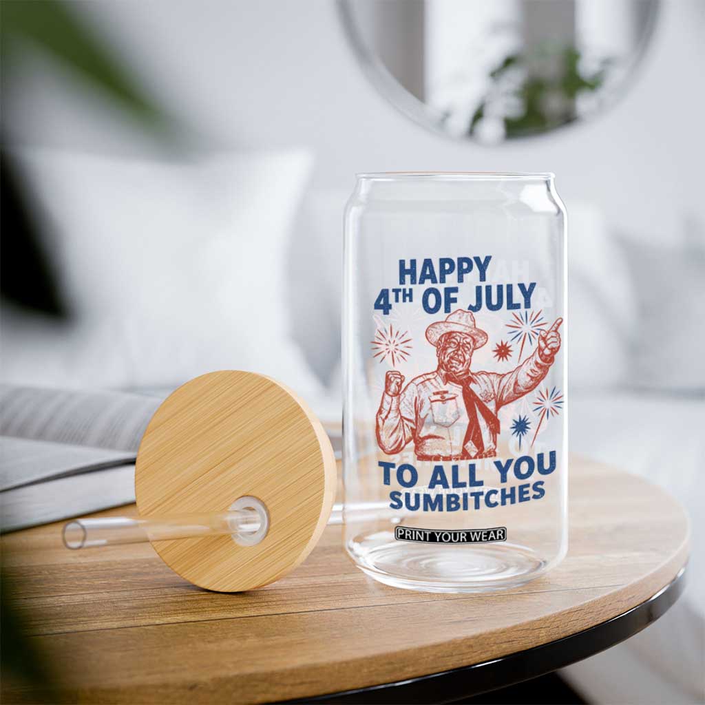 Happy 4th Of July To All You Sumbitches Glass Can Funny Independence Day Meme