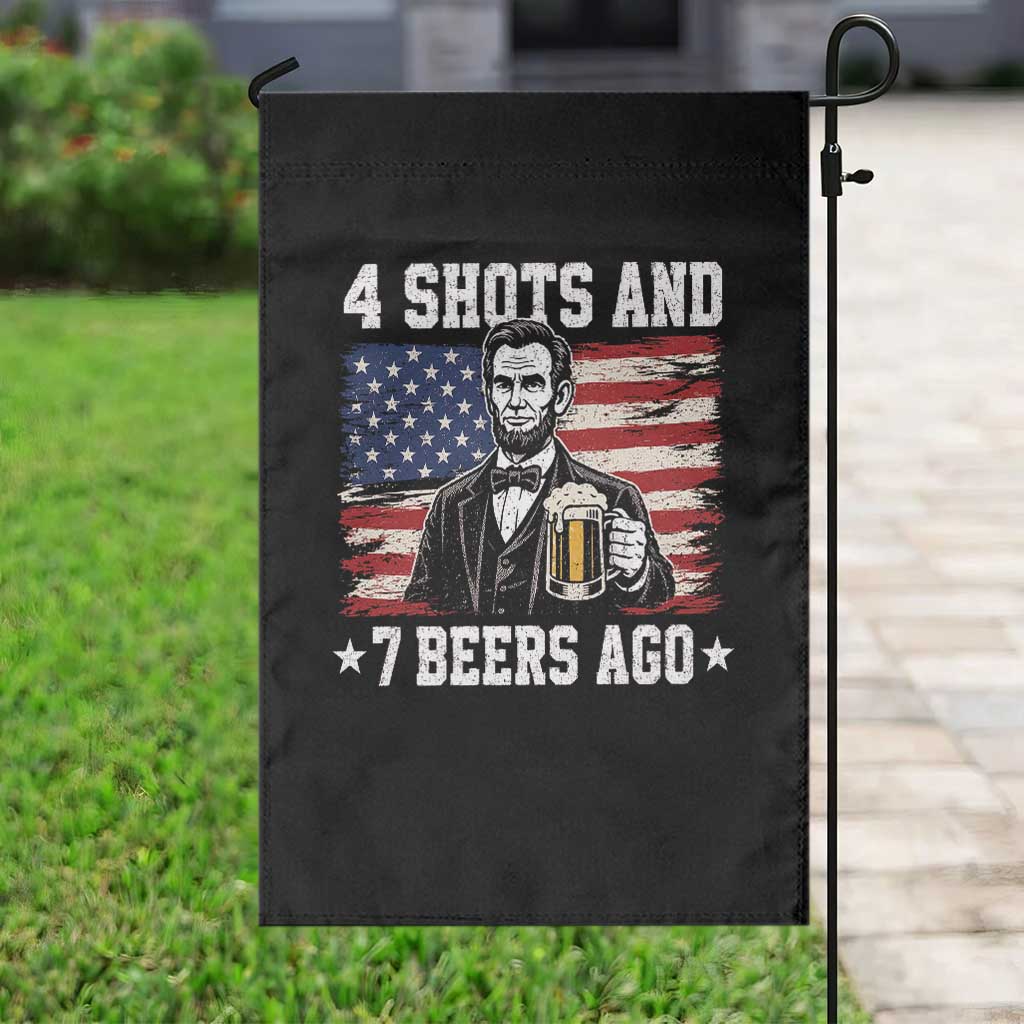 Funny 4th of July Abraham Lincoln Drinking Beer Garden Flag 4 Shots and 7 Beers Ago Patriotic Independence Day Meme TS10 Print Your Wear