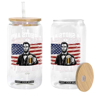 Funny 4th of July Abraham Lincoln Drinking Beer Glass Can 4 Shots and 7 Beers Ago Patriotic Independence Day Meme TS10 Print Your Wear