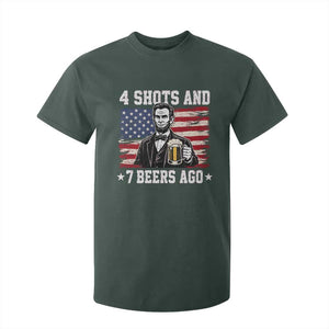 Funny 4th of July Abraham Lincoln Drinking Beer T Shirt For Kid 4 Shots and 7 Beers Ago Patriotic Independence Day Meme