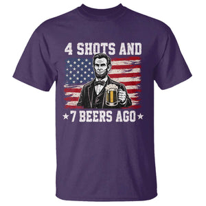 Funny 4th of July Abraham Lincoln Drinking Beer T Shirt 4 Shots and 7 Beers Ago Patriotic Independence Day Meme