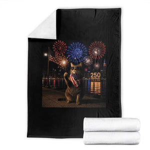 USA 250th Anniversary Cat Throw Blanket Funny 4th Of July Independence Day 250 Years 1776 2026 Patriotic Celebration Meme TS10 Black Print Your Wear