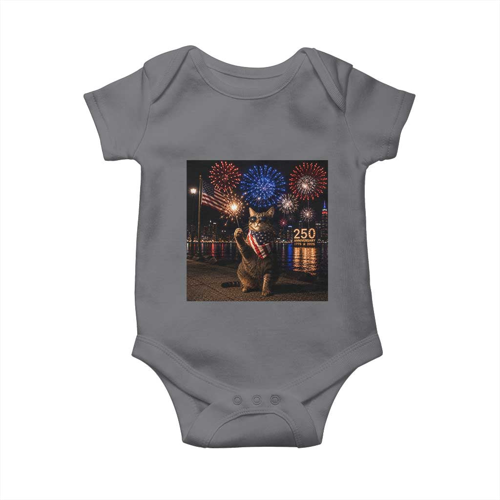 USA 250th Anniversary Cat Baby Onesie Funny 4th Of July Independence Day 250 Years 1776 2026 Patriotic Celebration Meme