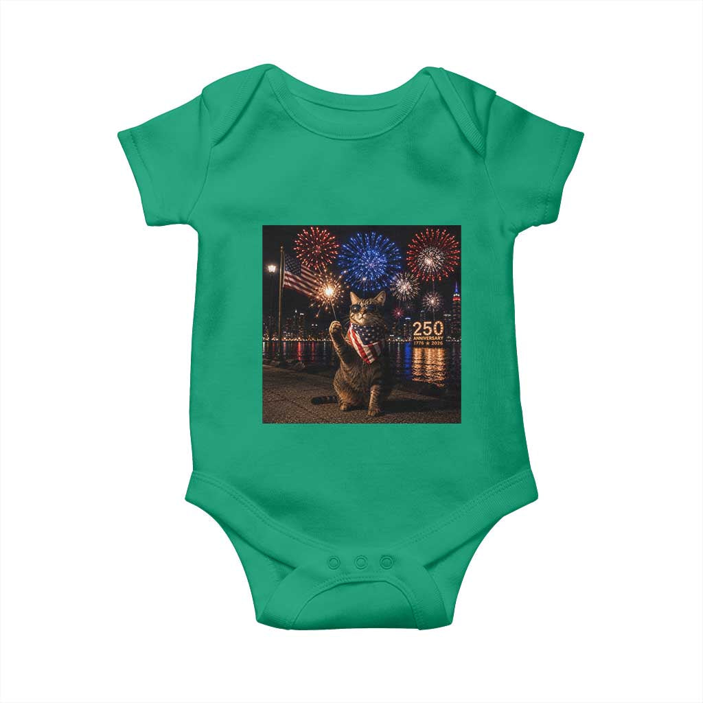 USA 250th Anniversary Cat Baby Onesie Funny 4th Of July Independence Day 250 Years 1776 2026 Patriotic Celebration Meme
