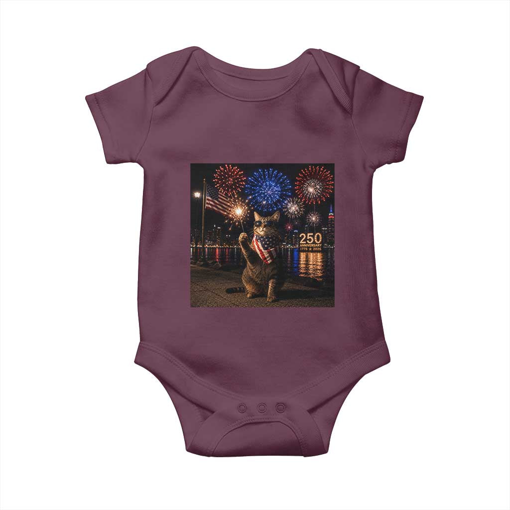 USA 250th Anniversary Cat Baby Onesie Funny 4th Of July Independence Day 250 Years 1776 2026 Patriotic Celebration Meme