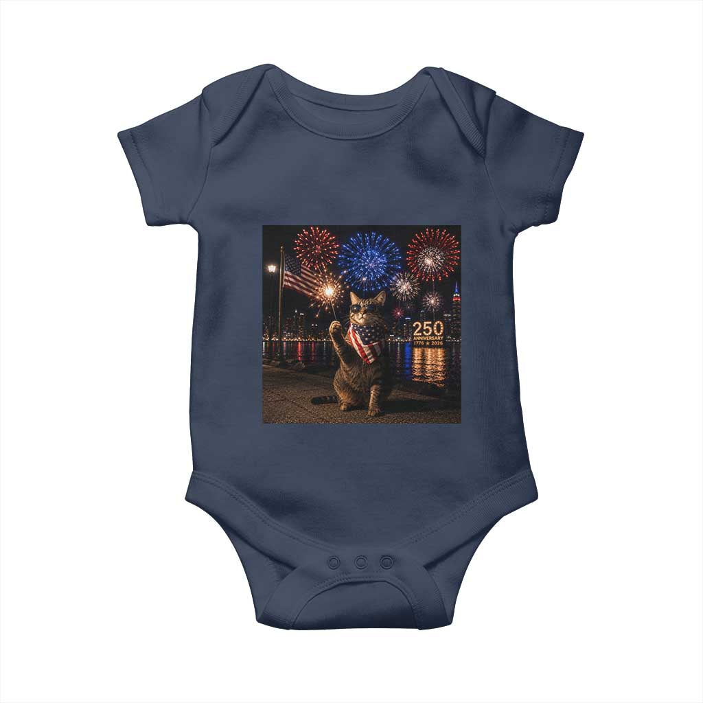 USA 250th Anniversary Cat Baby Onesie Funny 4th Of July Independence Day 250 Years 1776 2026 Patriotic Celebration Meme