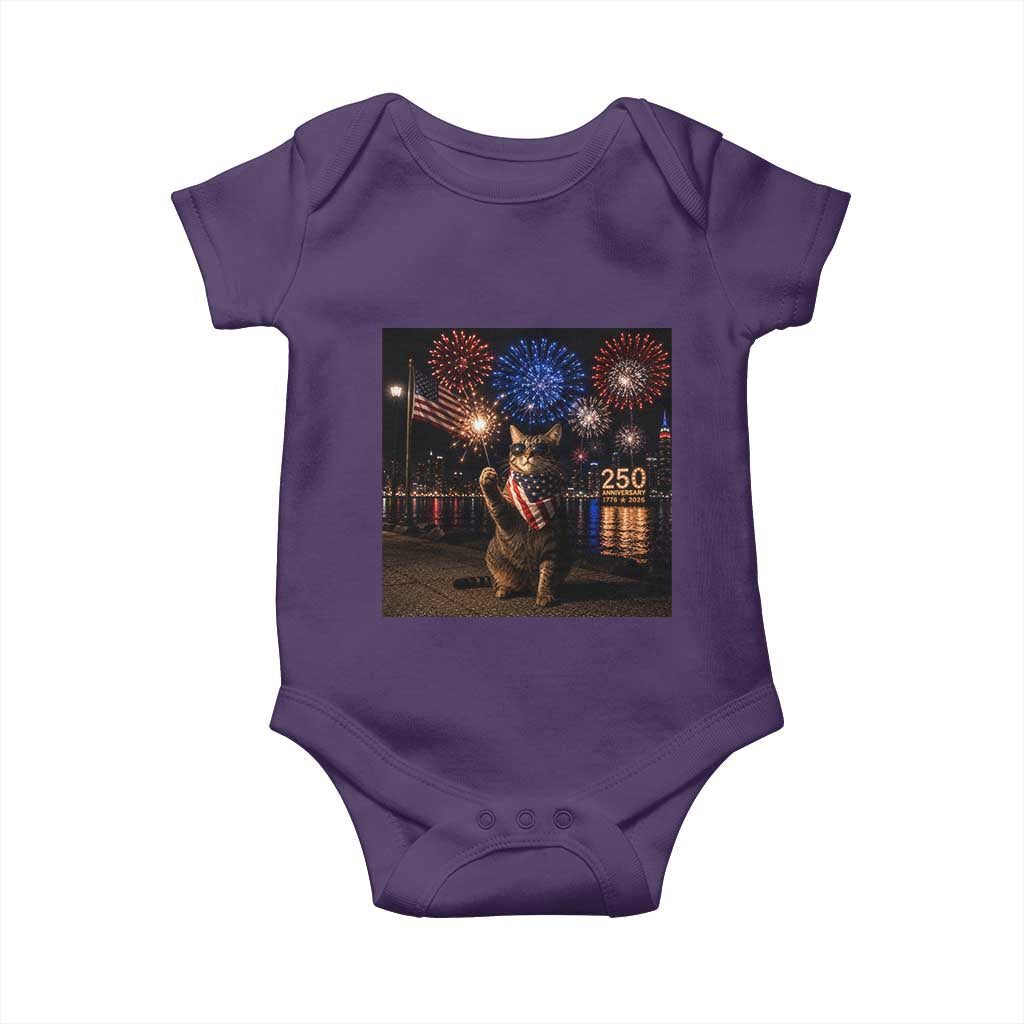 USA 250th Anniversary Cat Baby Onesie Funny 4th Of July Independence Day 250 Years 1776 2026 Patriotic Celebration Meme