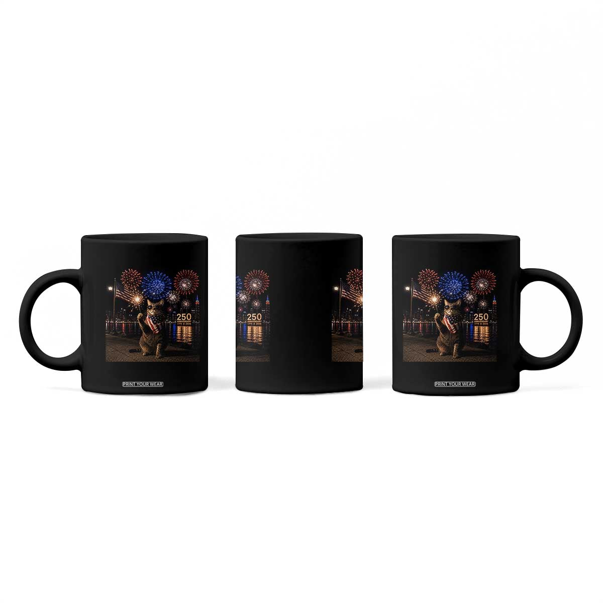 USA 250th Anniversary Cat Coffee Mug Funny 4th Of July Independence Day 250 Years 1776 2026 Patriotic Celebration Meme