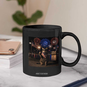 USA 250th Anniversary Cat Coffee Mug Funny 4th Of July Independence Day 250 Years 1776 2026 Patriotic Celebration Meme