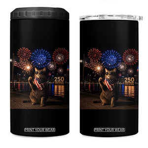 USA 250th Anniversary Cat 4 in 1 Can Cooler Tumbler Funny 4th Of July Independence Day 250 Years 1776 2026 Patriotic Celebration Meme