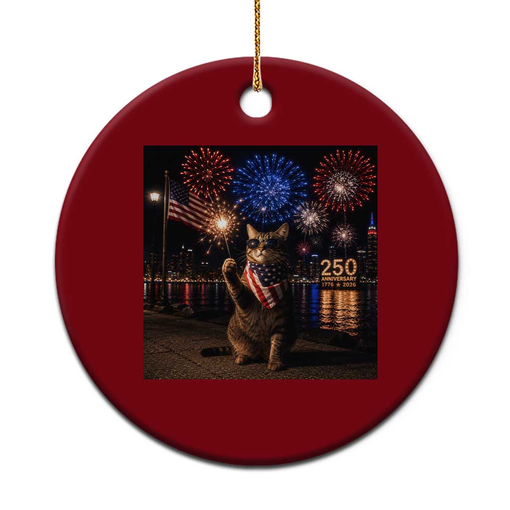 USA 250th Anniversary Cat Ceramic Ornament Funny 4th Of July Independence Day 250 Years 1776 2026 Patriotic Celebration Meme