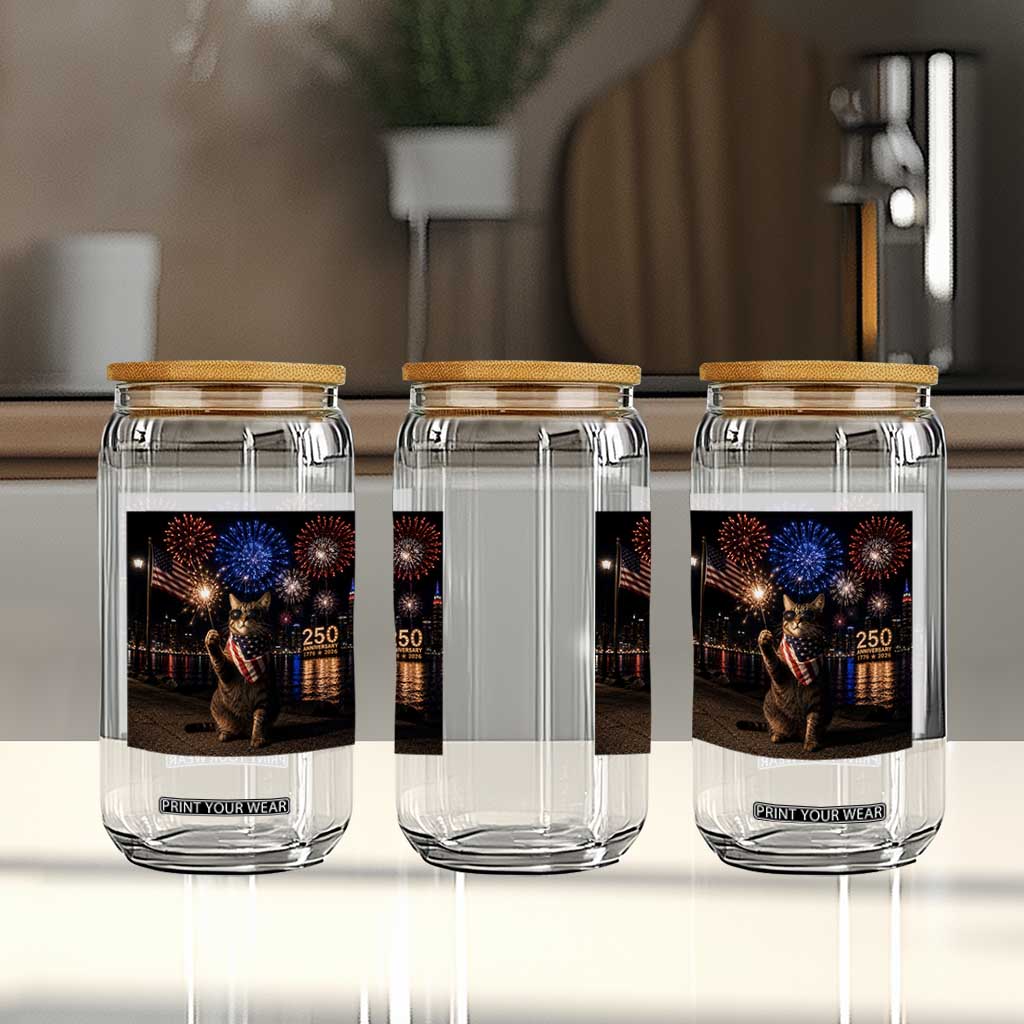 USA 250th Anniversary Cat Glass Can Funny 4th Of July Independence Day 250 Years 1776 2026 Patriotic Celebration Meme TS10 Print Your Wear
