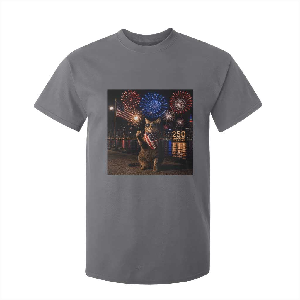 USA 250th Anniversary Cat T Shirt For Kid Funny 4th Of July Independence Day 250 Years 1776 2026 Patriotic Celebration Meme