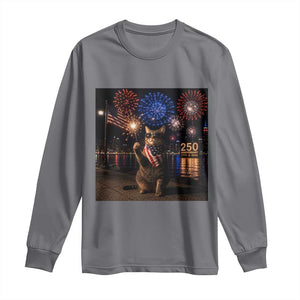 USA 250th Anniversary Cat Long Sleeve Shirt Funny 4th Of July Independence Day 250 Years 1776 2026 Patriotic Celebration Meme