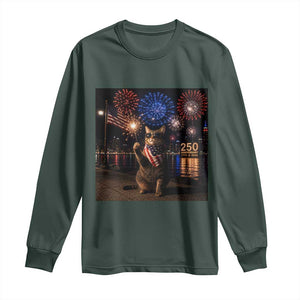 USA 250th Anniversary Cat Long Sleeve Shirt Funny 4th Of July Independence Day 250 Years 1776 2026 Patriotic Celebration Meme