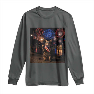USA 250th Anniversary Cat Long Sleeve Shirt Funny 4th Of July Independence Day 250 Years 1776 2026 Patriotic Celebration Meme