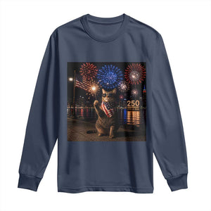 USA 250th Anniversary Cat Long Sleeve Shirt Funny 4th Of July Independence Day 250 Years 1776 2026 Patriotic Celebration Meme