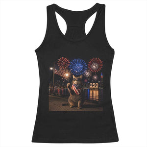 USA 250th Anniversary Cat Racerback Tank Top Funny 4th Of July Independence Day 250 Years 1776 2026 Patriotic Celebration Meme