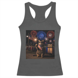 USA 250th Anniversary Cat Racerback Tank Top Funny 4th Of July Independence Day 250 Years 1776 2026 Patriotic Celebration Meme