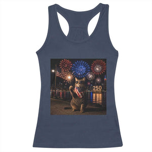 USA 250th Anniversary Cat Racerback Tank Top Funny 4th Of July Independence Day 250 Years 1776 2026 Patriotic Celebration Meme