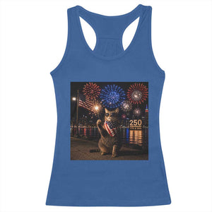 USA 250th Anniversary Cat Racerback Tank Top Funny 4th Of July Independence Day 250 Years 1776 2026 Patriotic Celebration Meme