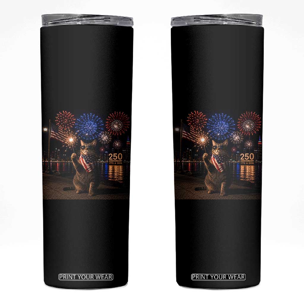 USA 250th Anniversary Cat Skinny Tumbler Funny 4th Of July Independence Day 250 Years 1776 2026 Patriotic Celebration Meme