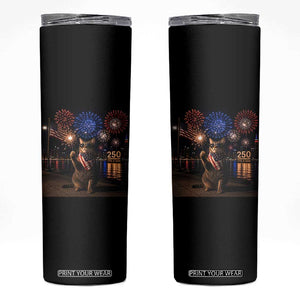 USA 250th Anniversary Cat Skinny Tumbler Funny 4th Of July Independence Day 250 Years 1776 2026 Patriotic Celebration Meme