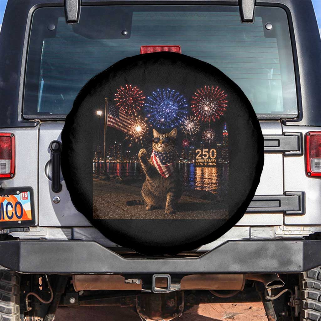 USA 250th Anniversary Cat Spare Tire Cover Funny 4th Of July Independence Day 250 Years 1776 2026 Patriotic Celebration Meme