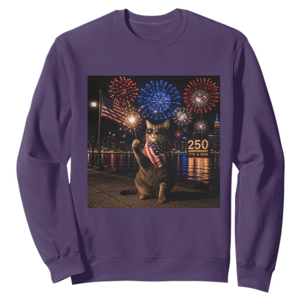 USA 250th Anniversary Cat Sweatshirt Funny 4th Of July Independence Day 250 Years 1776 2026 Patriotic Celebration Meme