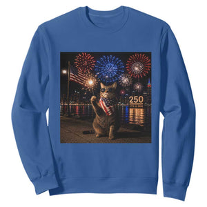 USA 250th Anniversary Cat Sweatshirt Funny 4th Of July Independence Day 250 Years 1776 2026 Patriotic Celebration Meme