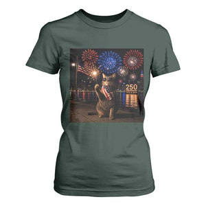 USA 250th Anniversary Cat T Shirt For Women Funny 4th Of July Independence Day 250 Years 1776 2026 Patriotic Celebration Meme