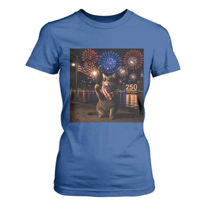 USA 250th Anniversary Cat T Shirt For Women Funny 4th Of July Independence Day 250 Years 1776 2026 Patriotic Celebration Meme