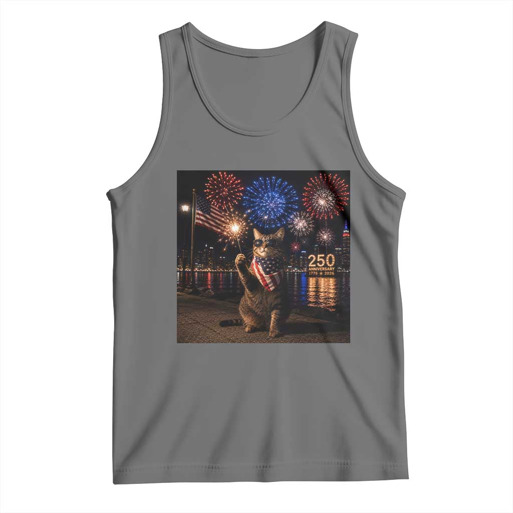 USA 250th Anniversary Cat Tank Top Funny 4th Of July Independence Day 250 Years 1776 2026 Patriotic Celebration Meme