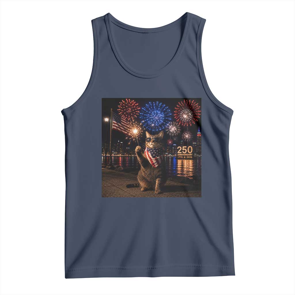 USA 250th Anniversary Cat Tank Top Funny 4th Of July Independence Day 250 Years 1776 2026 Patriotic Celebration Meme