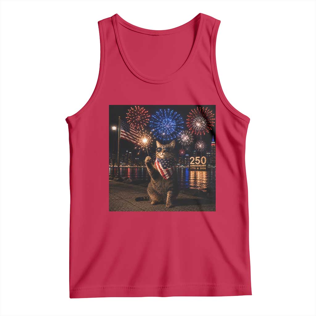 USA 250th Anniversary Cat Tank Top Funny 4th Of July Independence Day 250 Years 1776 2026 Patriotic Celebration Meme