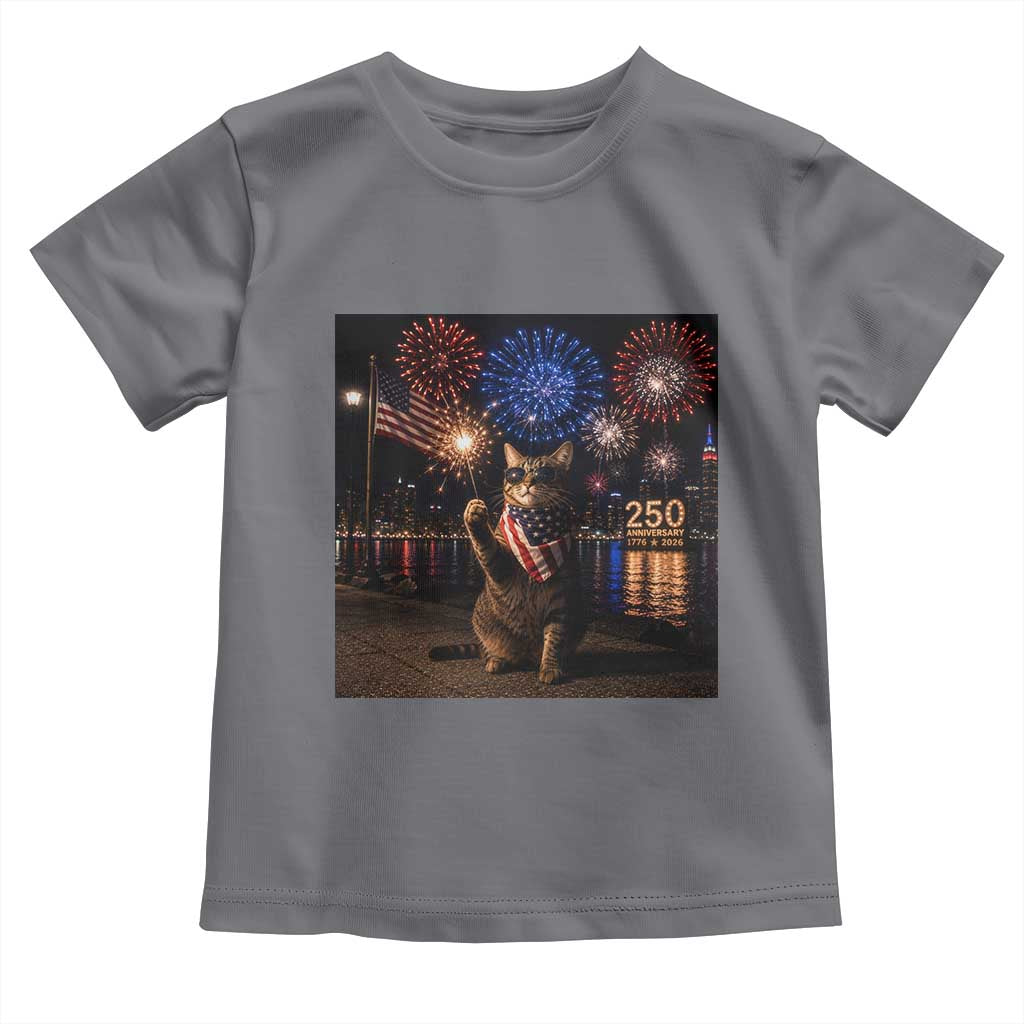 USA 250th Anniversary Cat Toddler T Shirt Funny 4th Of July Independence Day 250 Years 1776 2026 Patriotic Celebration Meme