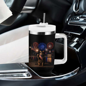 USA 250th Anniversary Cat Tumbler With Handle Funny 4th Of July Independence Day 250 Years 1776 2026 Patriotic Celebration Meme