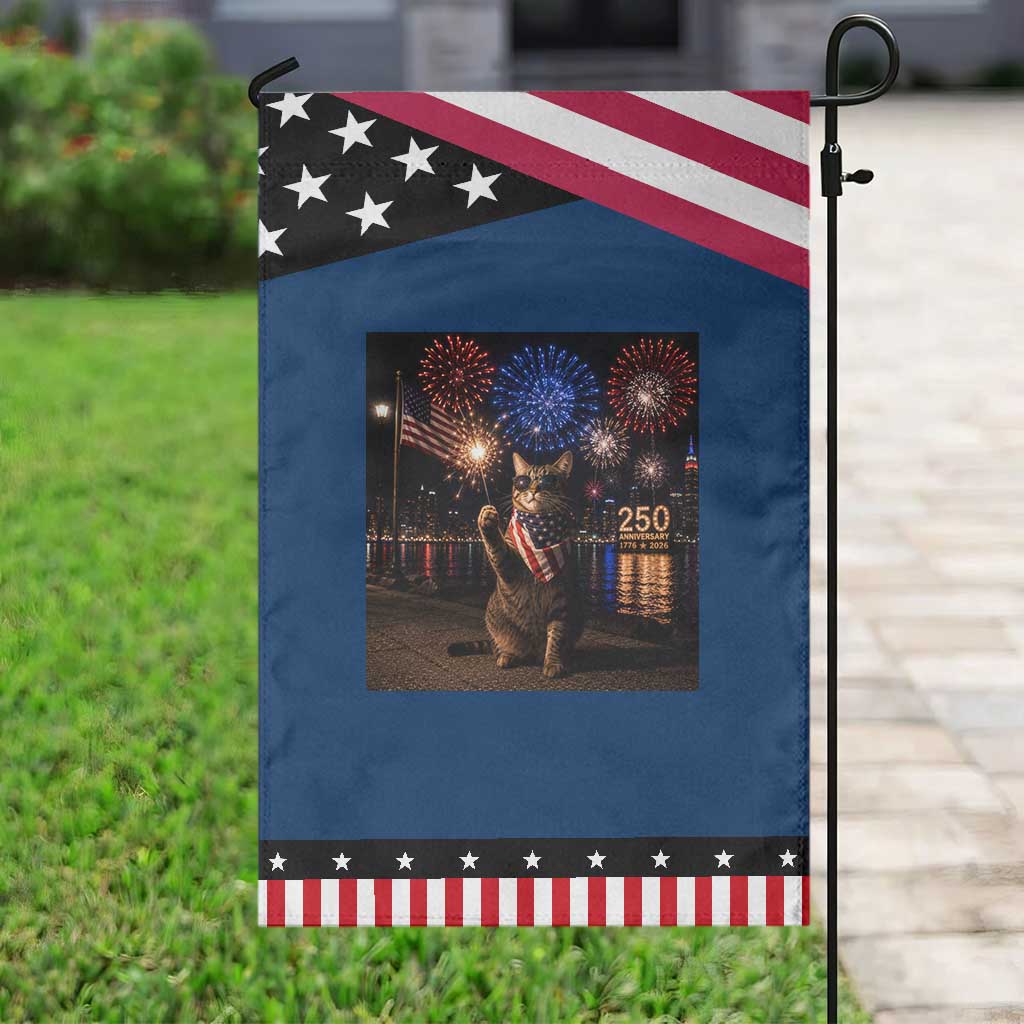 USA 250th Anniversary Cat Patriotic Garden Flag Funny 4th Of July Independence Day 250 Years 1776 2026 Celebration Meme