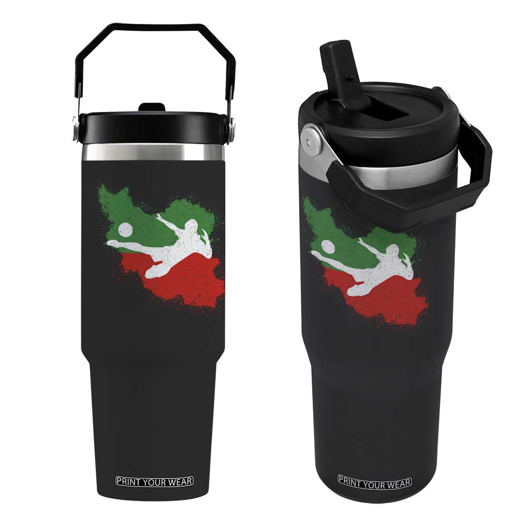 Iran Soccer Flip Straw Tumbler Vintage Watercolors Iran Flag Iranian World Football Fan TS10 One Size: 30 oz Black Print Your Wear